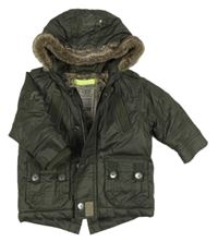 Tmavozelená šusťáková zimní bunda s kapucí Next