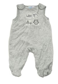 Šedé melírované sametové žebrované dupačky s obrázky Topomini