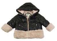 Černá šusťáková zimní bunda s kožešinou a kapucí Michael Kors