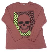 Vínové triko s lebkou Chapter young