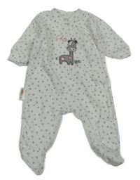 Bílý sametový overal s hvězdami a žirafou 