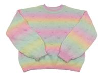 Barevný duhový svetr s 3D puntíky F&F