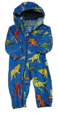 Modrá šusťáková voděodolná kombinéza s dinosaury a kapucí Mountain Warehouse