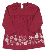 Vínové melírované bavlněné šaty s kytičkami George