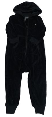 Černá sametová kombinéza s flitry a kapucí Next