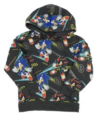Tmavošedá mikina se Sonicem a kapucí 