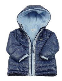 Tmavomodrá šusťáková zateplená bunda s kapucí Mintini