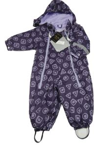 Nové - Fialová šusťáková zimní kombinéza s kapucí 