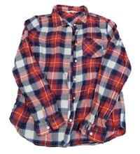 Červeno-tmavomodro-bílá kostkovaná halenka H&M