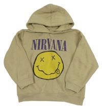 Béžová mikina se smajlíkem a kapucí - NIRVANA Primark