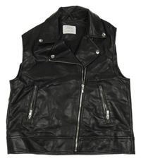 Černá koženková vesta Zara