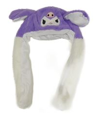 Fialovo-bílá chlupatá čepice - Kuromi 