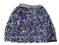 Černo-modro-růžová flitrová sukně George