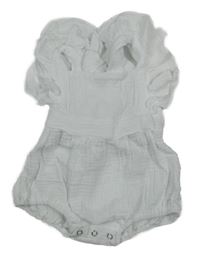 Nové - Bílý mušelínový kraťasový overal 