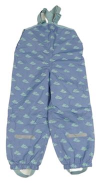 Světlemodré šusťákové nepromokavé laclové podšité kalhoty s obláčky L&D