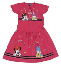Fuchsiové bavlněné šaty s Minnie a Daisy s flitry Disney
