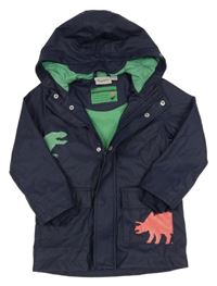 Tmavomodrá nepromokavá jarní bunda s dinosaury a kapucí Impidimpi