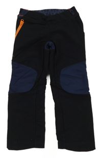 Černo-tmavomodré šusťákové outdoorové kalhoty 