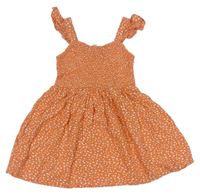 Oranžové žabičkové šaty s kytičkami E-vie