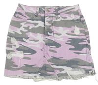 Šedo-růžová army riflová sukně s prošoupáním New Look 