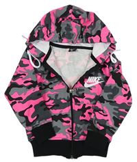 Šeo-neonově růžovo-černá army propínací mikina s kapucí Nike