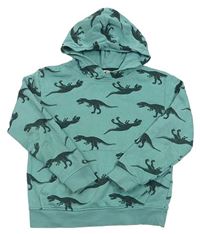 Zelená mikina s dinosaury a kapucí H&M