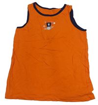 Oranžovo-tmavomodré tílko s příšerkou 