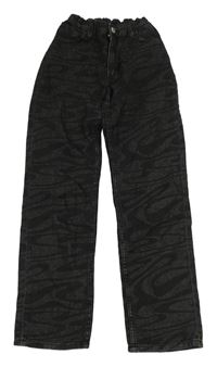 Šedo-černé straight vzorované rifle H&M