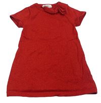 Červené svetrové třpytivé šaty s mašlí H&M