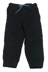 Černé plátěné podšité cuff kalhoty Lupilu