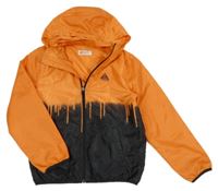 Oranžovo-černá šusťáková podzimní bunda s odepínací kapucí H&M