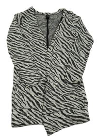 Šedo-černý vzorovaný svetrový cardigán 