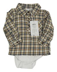 Nové - Barevná kostkovaná flanelová košile se všitým body Name it