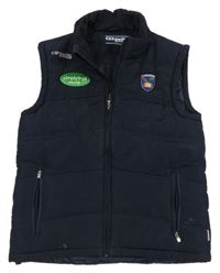 Tmavomodrá šusťáková zateplená vesta s výšivkou O´neills