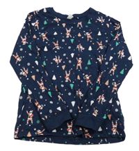 Tmavomodré triko s vánočním motivem L&D