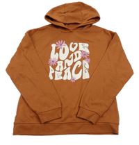 Skořicová mikina s nápisem a kapucí Primark