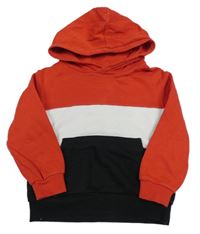 Červeno-černo-bílá mikina s kapucí H&M