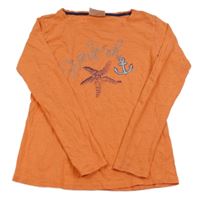 Oranžové triko s hvězdicí a kotvou Alive