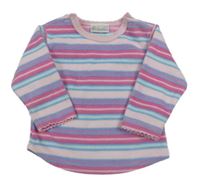 Růžovo-modrá pruhovaná fleecová mikina 