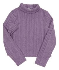 Fialovo-šedý melírovaný žebrovaný svetr s rolákem Shein