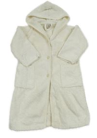 Smetanový froté propínací župan s kapucí 