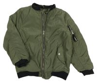 Khaki šusťáková zateplená bunda 