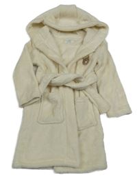 Smetanový chlupatý župan s medvídkem a kapucí Primark