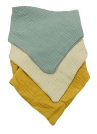 Nové - 3x - Khaki + béžový + okrový mušelínový slinták Sinsay