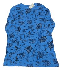 Nové - Modré triko s nápisy Primark 