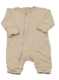 Světlerůžový žebrovaný overal Next