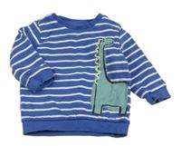 Modro-bílá pruhovaná mikina s dinosaurem M&S