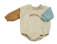 Béžovo-hnědo-modré teplákové body s nápisem 