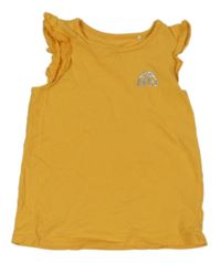 Hořčicový top s duhou a volánky Topolino 