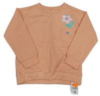 Nové - Broskvová mikina s kytičkou Dunnes